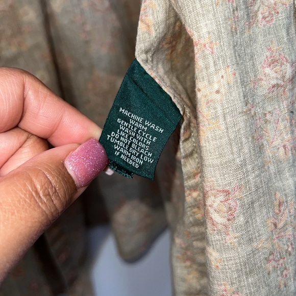 Lauren Ralph Lauren Jeans Co. Ruffle Floral Prairie Blouse Willow Bark - Picture 6 of 8